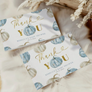 Pastel Boy Pumpkin Baby Shower Thank You Card