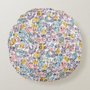 pastel breast design round cushion