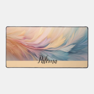 Pastel Breeze: Feather Whirl Desk Mat