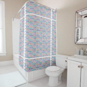 Pastel Bricks Mosaic  Shower Curtain
