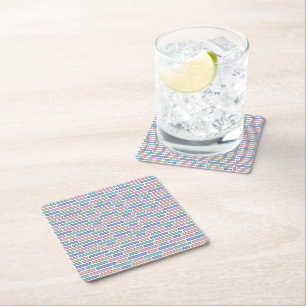 Pastel Bricks Mosaic Square Paper Coaster