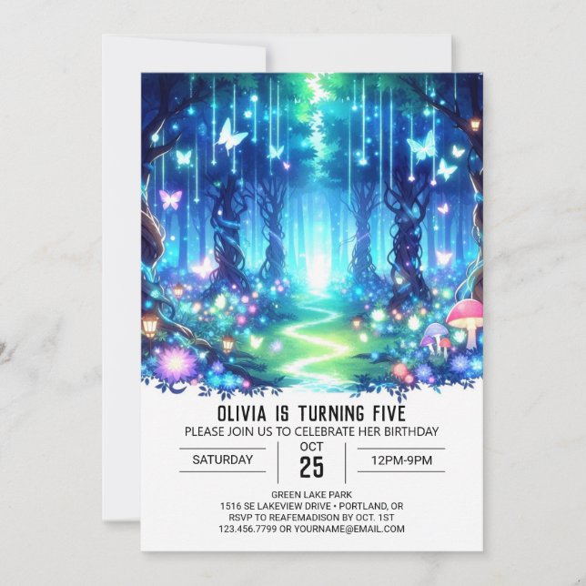 Pastel Bright Woodland Digital Birthday Invitation (Front)
