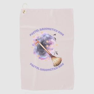 Pastel Broomstick Ride Golf Towel