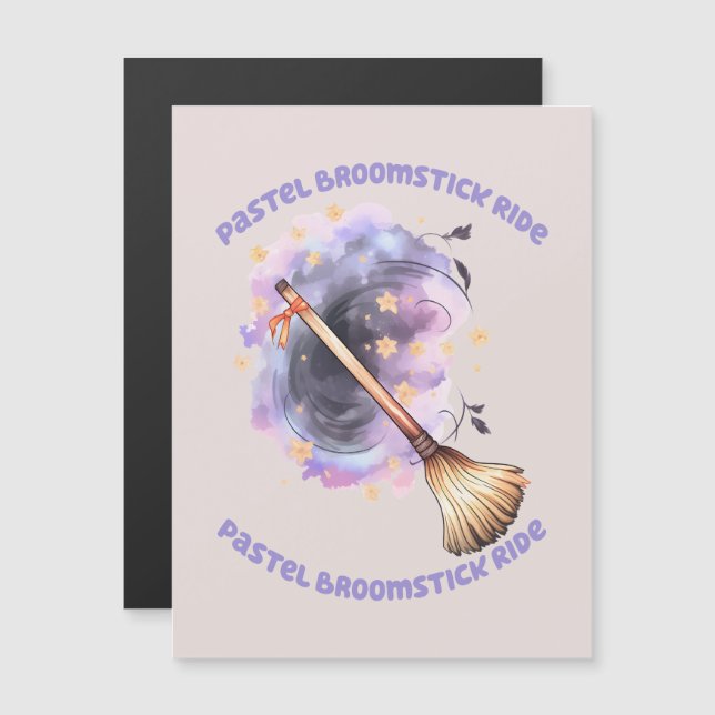 Pastel Broomstick Ride – Whimsical Witch Broom (Front/Back)