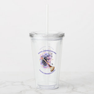 Pastel Broomstick Ride – Whimsical Witch Broom Acrylic Tumbler