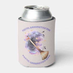 Pastel Broomstick Ride – Whimsical Witch Broom Can Cooler