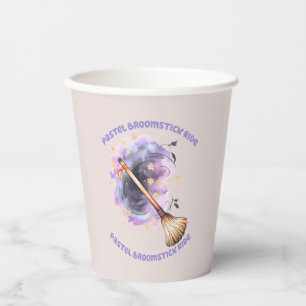 Pastel Broomstick Ride – Whimsical Witch Broom Paper Cups