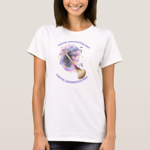 Pastel Broomstick Ride – Whimsical Witch Broom T-Shirt