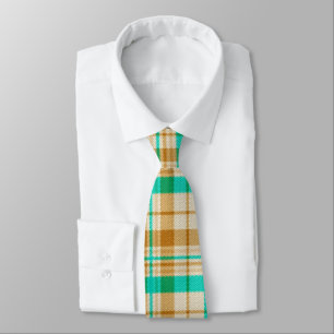 Pastel Brown and Green Plaid Tie