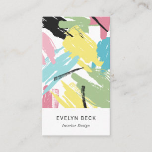 Pastel Brush Strokes Abstract Pattern Business Card