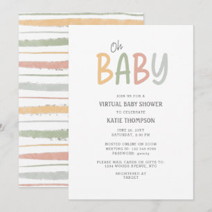 Pastel Brush Strokes Oh Baby Virtual Baby Shower Invitation