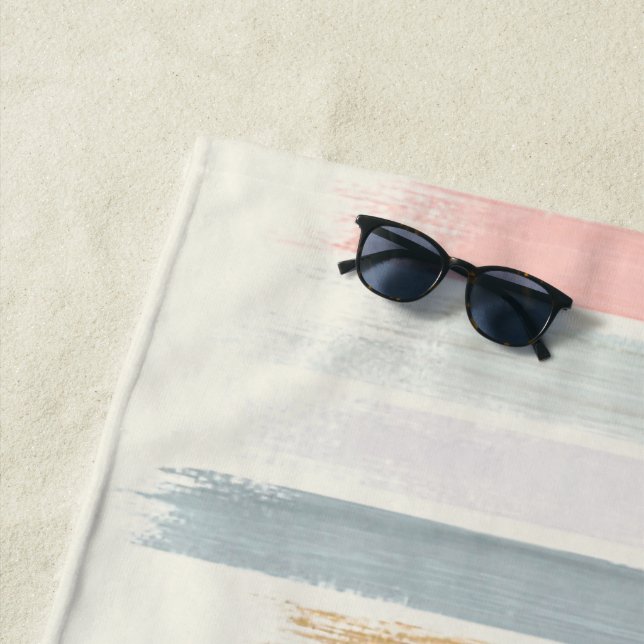 Pastel brush strokes personalised  beach towel (In Situ)