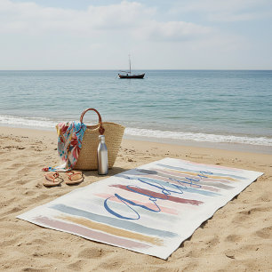 Pastel brush strokes personalised beach towel
