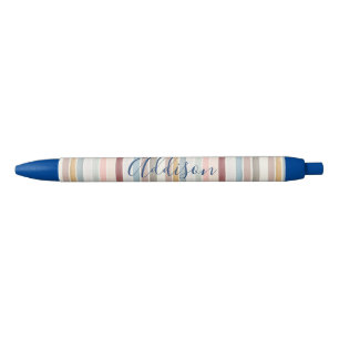 Pastel brush strokes personalised blue ink pen