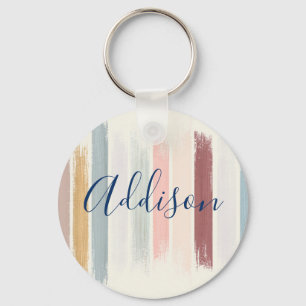 Pastel brush strokes personalised  key ring