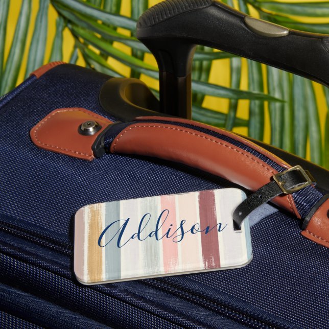 Pastel brush strokes personalised  luggage tag (Front Insitu 3)