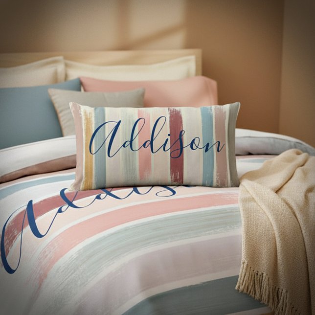 Pastel brush strokes personalised  lumbar cushion (Creator Uploaded)