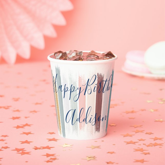 Pastel brush strokes personalised  paper cups (Insitu)