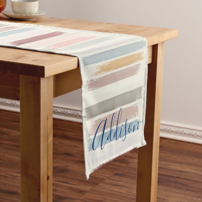 Pastel brush strokes personalised  short table runner (In Situ)