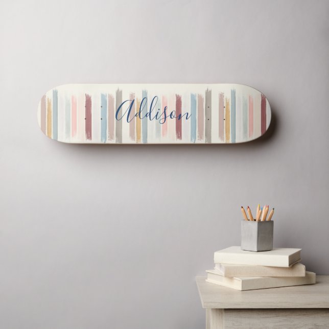 Pastel brush strokes personalised  skateboard (Wall Art (Horz))