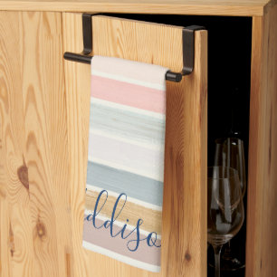 Pastel brush strokes personalised  tea towel