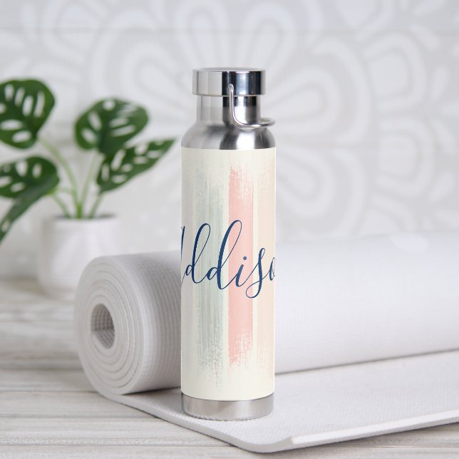 Pastel brush strokes personalised water bottle (Yoga)