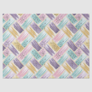 Pastel Brushstroke & Gold Crisscross Abstract Tissue Paper