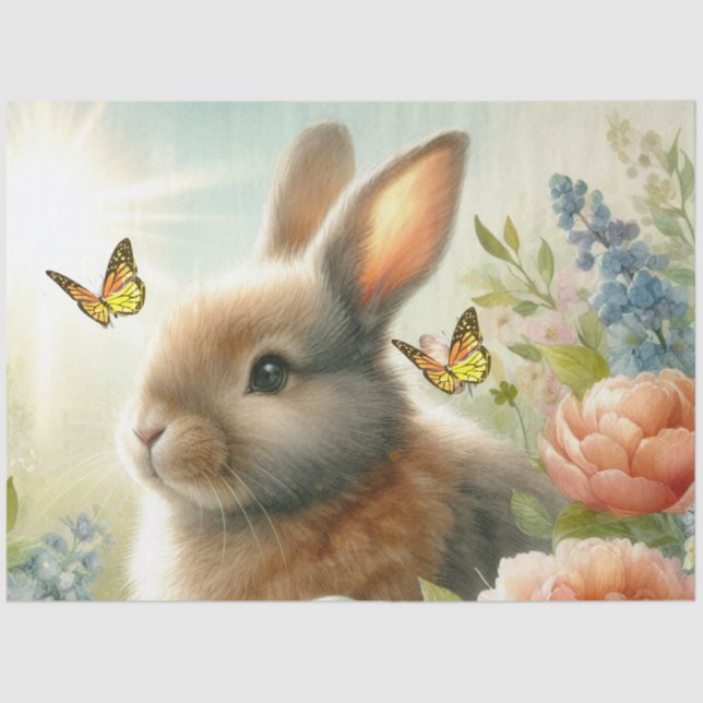 Pastel Bunny and Butterfly Tissue Paper (Front)