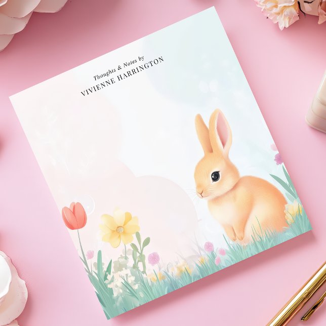 Pastel Bunny and Wildflower Personalised Notepad (Creator Uploaded)