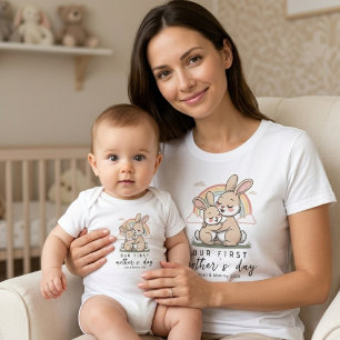 Pastel Bunny Baby Mum Love First Mothers Day Art Bodysuit