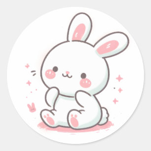  Pastel Bunny Design, Cute Soft Colour Bunny Art Classic Round Sticker