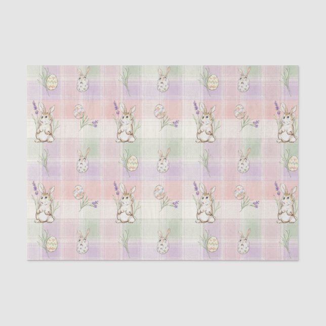 Pastel Bunny Egg Gingham Spring Pattern Tissue Paper (Front)