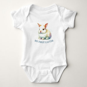 Pastel Bunny Face Baby Bodysuit - My First Easter 