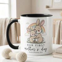 Pastel Bunny Mum Baby First Mothers Day Love Art