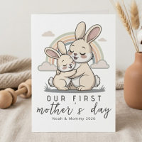 Pastel Bunny Mum Baby First Mothers Day Soft Love