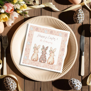 Pastel Bunny Trio Festive custom Napkin