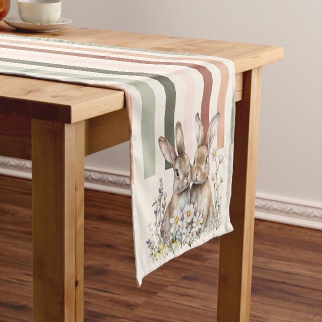 Pastel Bunny Watercolor Easter  Short Table Runner (In Situ)