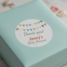 Pastel bunting baby shower thank you