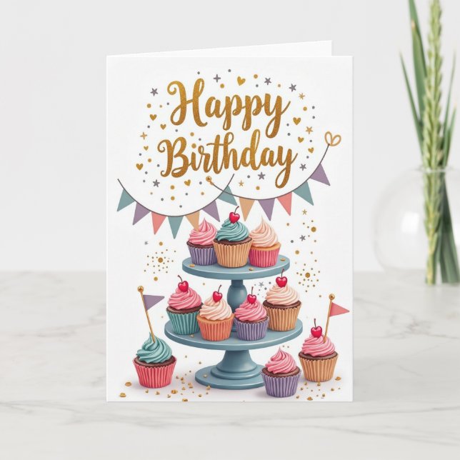Pastel Bunting Birthday Card (Front)