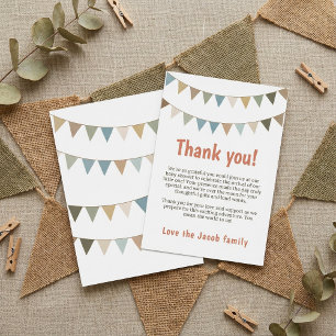 Pastel bunting thank you for baby shower guests card