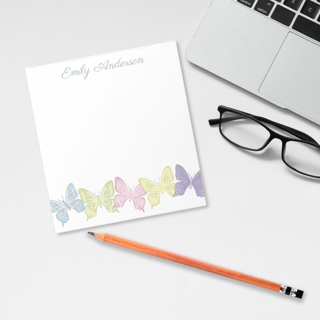 Pastel Butterflies 5.5" x 6" Notepad - 40 pages (Pastel butterflies custom notepad.)