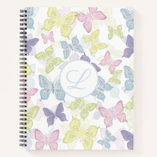 Pastel Butterflies  8.5" x 11" Spiral Notebook