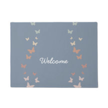 Pastel Butterflies Blue Welcome