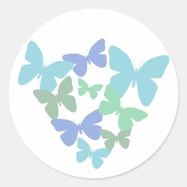 Pastel butterflies classic round sticker (Front)