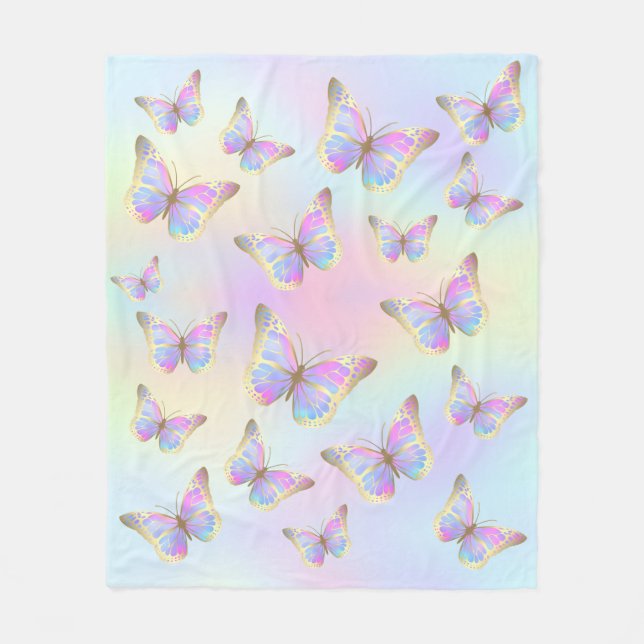 pastel butterflies fleece blanket (Front)