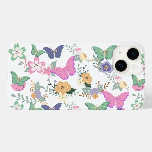 Pastel Butterflies Floral Case-Mate iPhone 14 Case (Back (Horizontal))