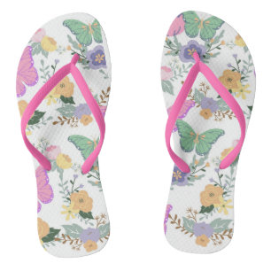 Pastel Butterflies Ladies Flip Flops