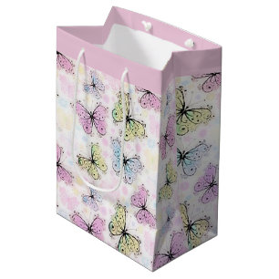 pastel butterflies medium gift bag