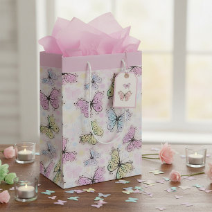 pastel butterflies medium gift bag