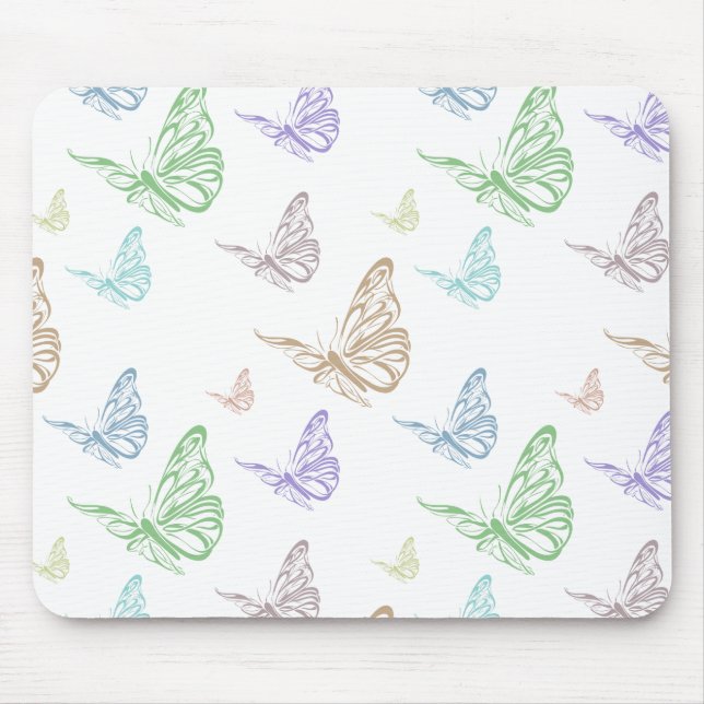 Pastel Butterflies Mouse Mat (Front)